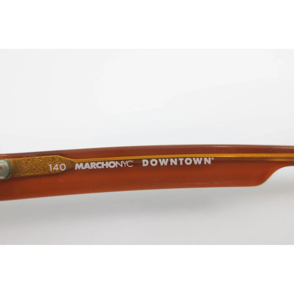 Marchon NYC Downtown Leonard 210 Brown Amber Rectangular Eyeglasses 52-17-140